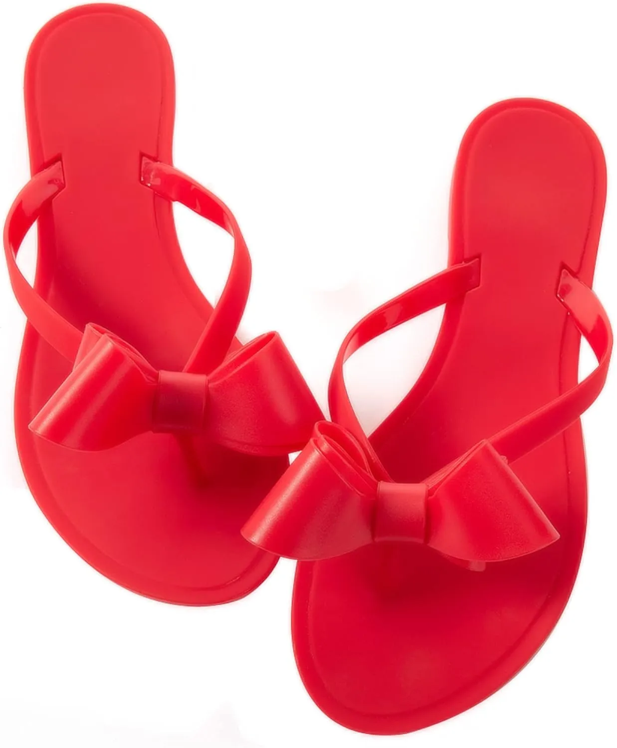 Mtzyoa Women Flip-Flops Flat Sandals Jelly Bow Beach Flat Rivets Rain Cute Dressy Summer Sandals