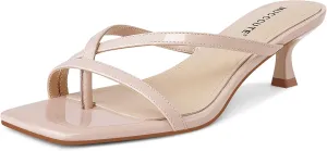 MUCCCUTE Kitten Heels for Women Square Open Toe Flip Flop Heels 2inch Thong Heeled Sandals