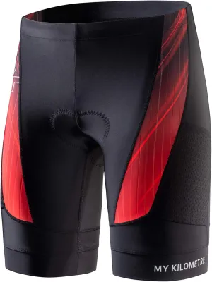 MY KILOMETRE Mens Triathlon Shorts with Adjustable Drawstring Easy Reach Leg Pockets Chamois for Long-Distance Tri Race
