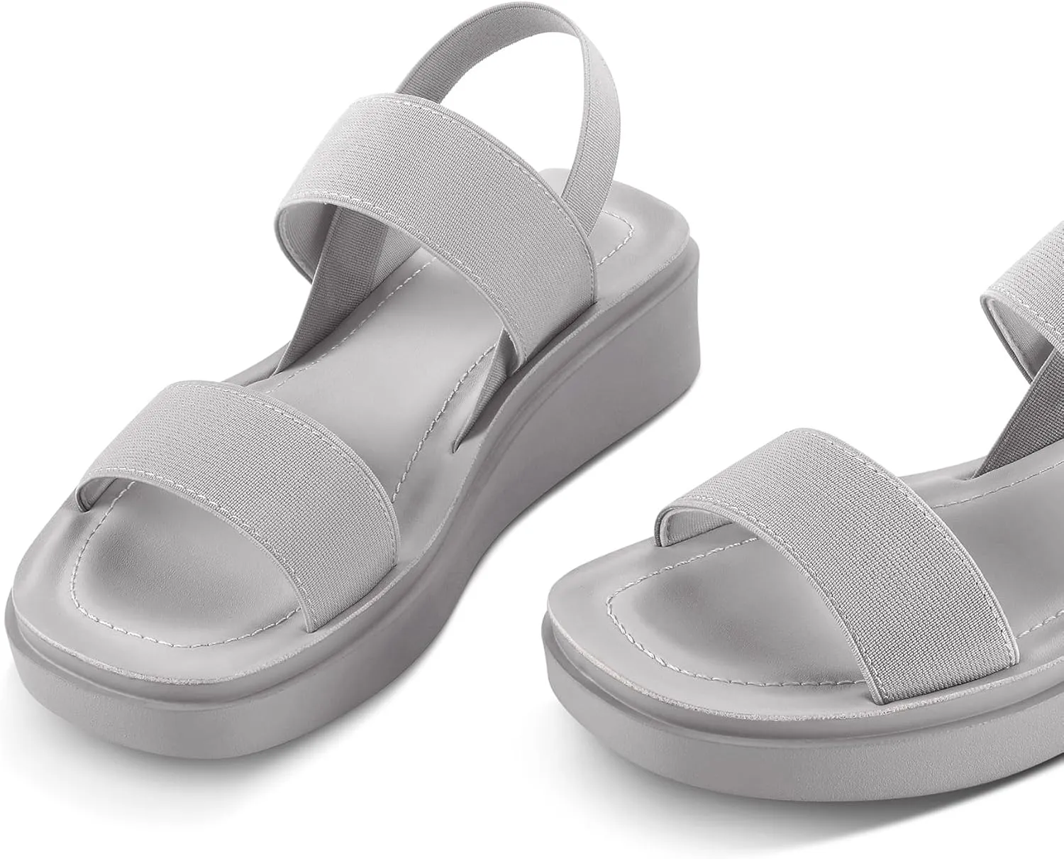 mysoft Women's Platform Wedges Sandals Slingback Lightweight Elastic Ankle Strap Low Wedges Walking Sandals Comfortable Slip On Casual Shoes