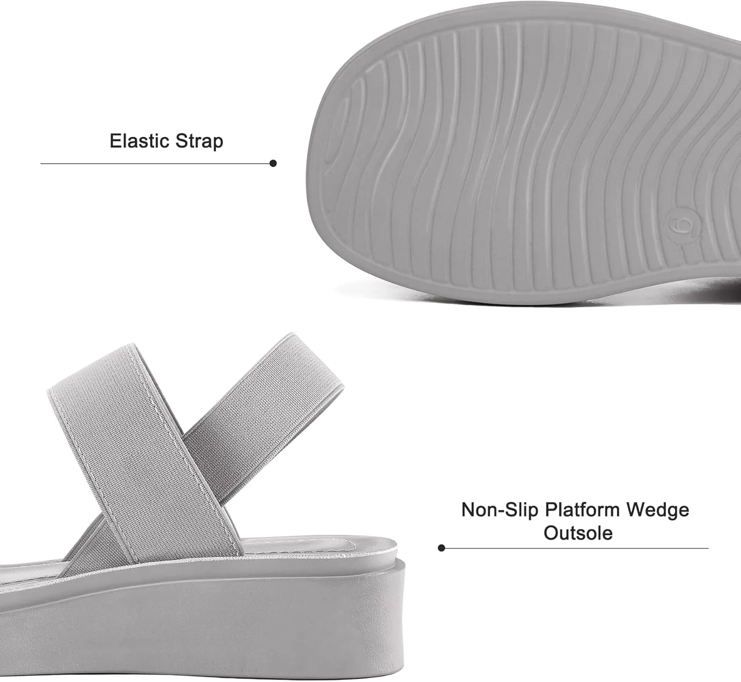 mysoft Women's Platform Wedges Sandals Slingback Lightweight Elastic Ankle Strap Low Wedges Walking Sandals Comfortable Slip On Casual Shoes