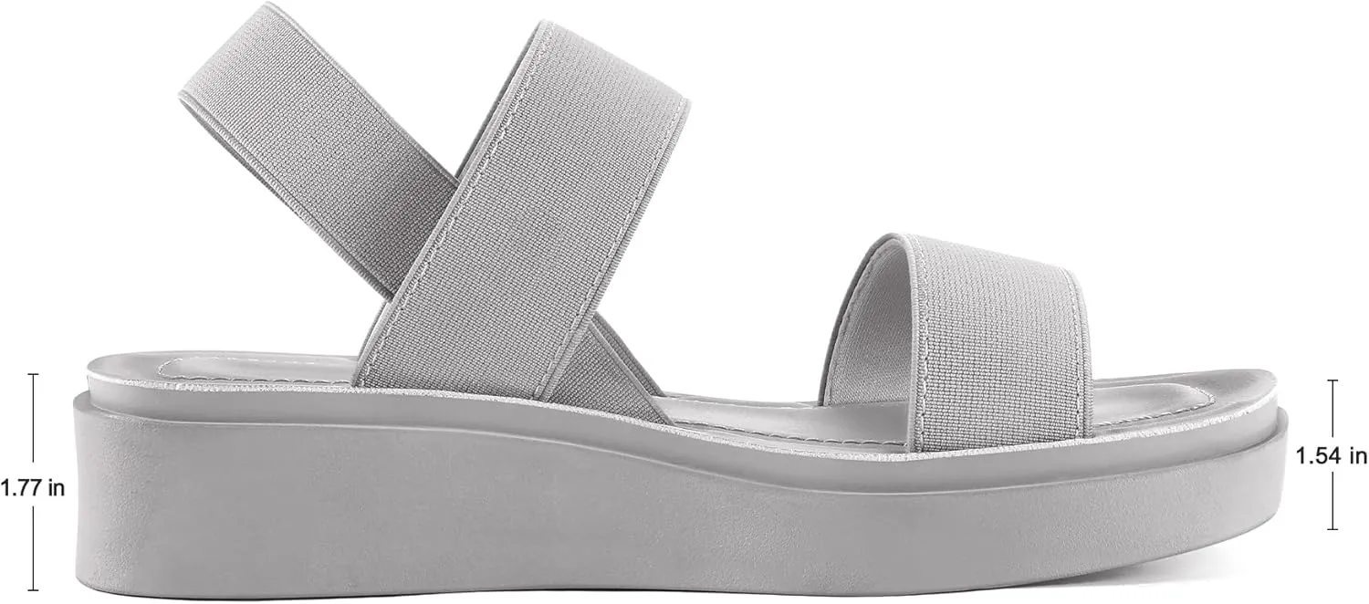 mysoft Women's Platform Wedges Sandals Slingback Lightweight Elastic Ankle Strap Low Wedges Walking Sandals Comfortable Slip On Casual Shoes