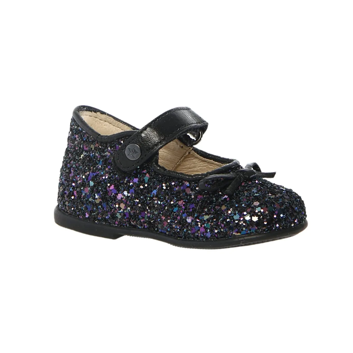 Naturino Toddler's (Sizes 22-26) Ballet Black/Multi Glitter Bow Mary Jane