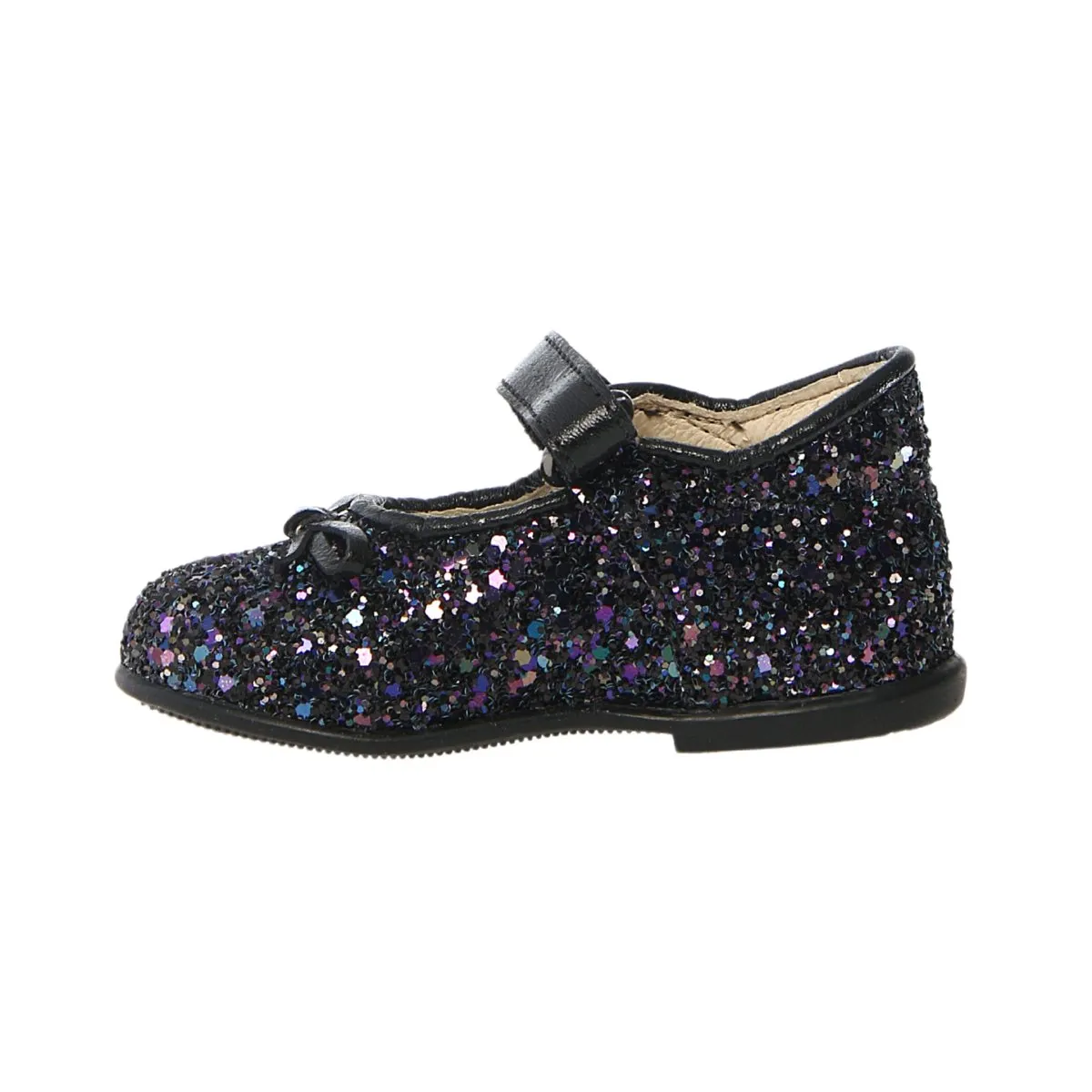 Naturino Toddler's (Sizes 22-26) Ballet Black/Multi Glitter Bow Mary Jane