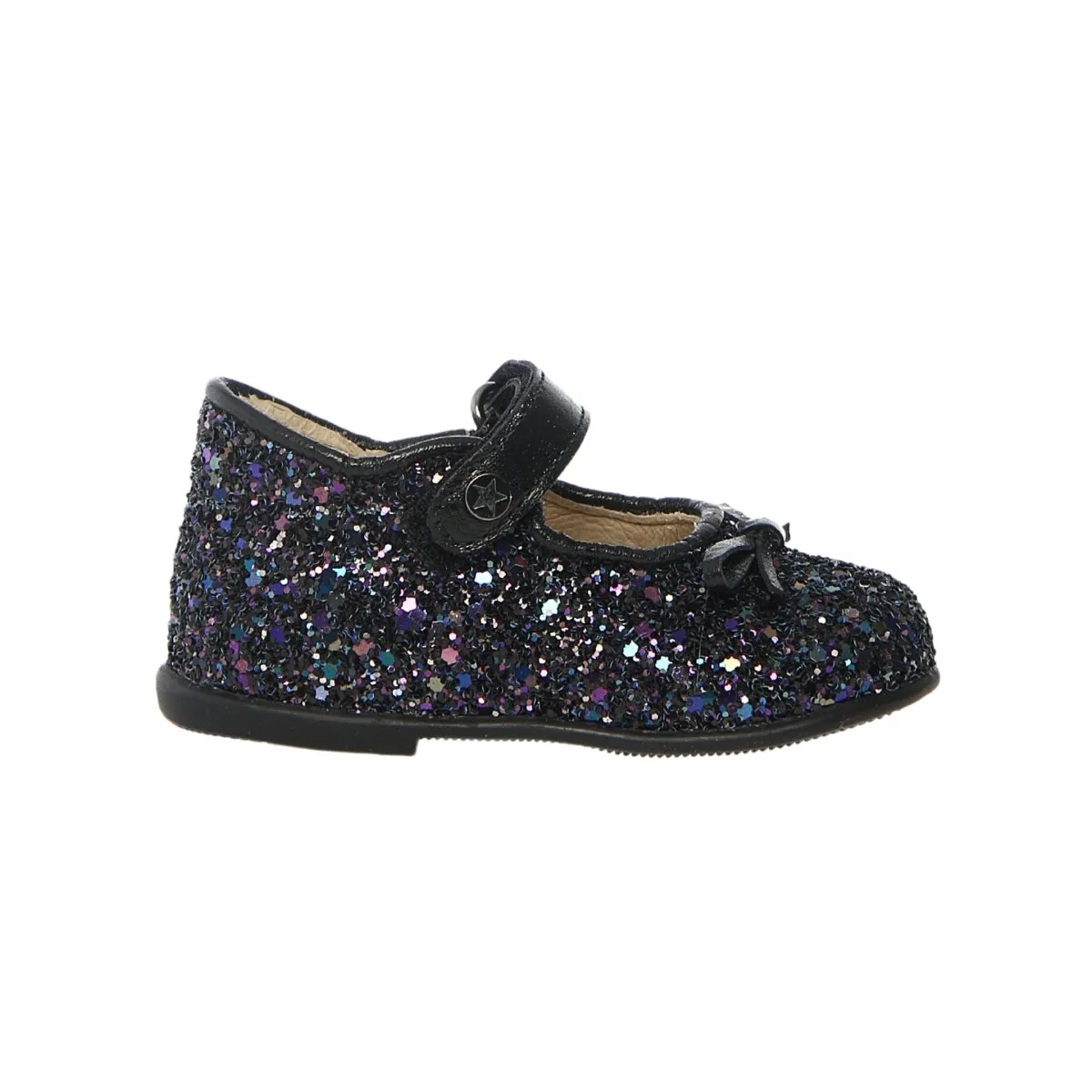 Naturino Toddler's (Sizes 22-26) Ballet Black/Multi Glitter Bow Mary Jane