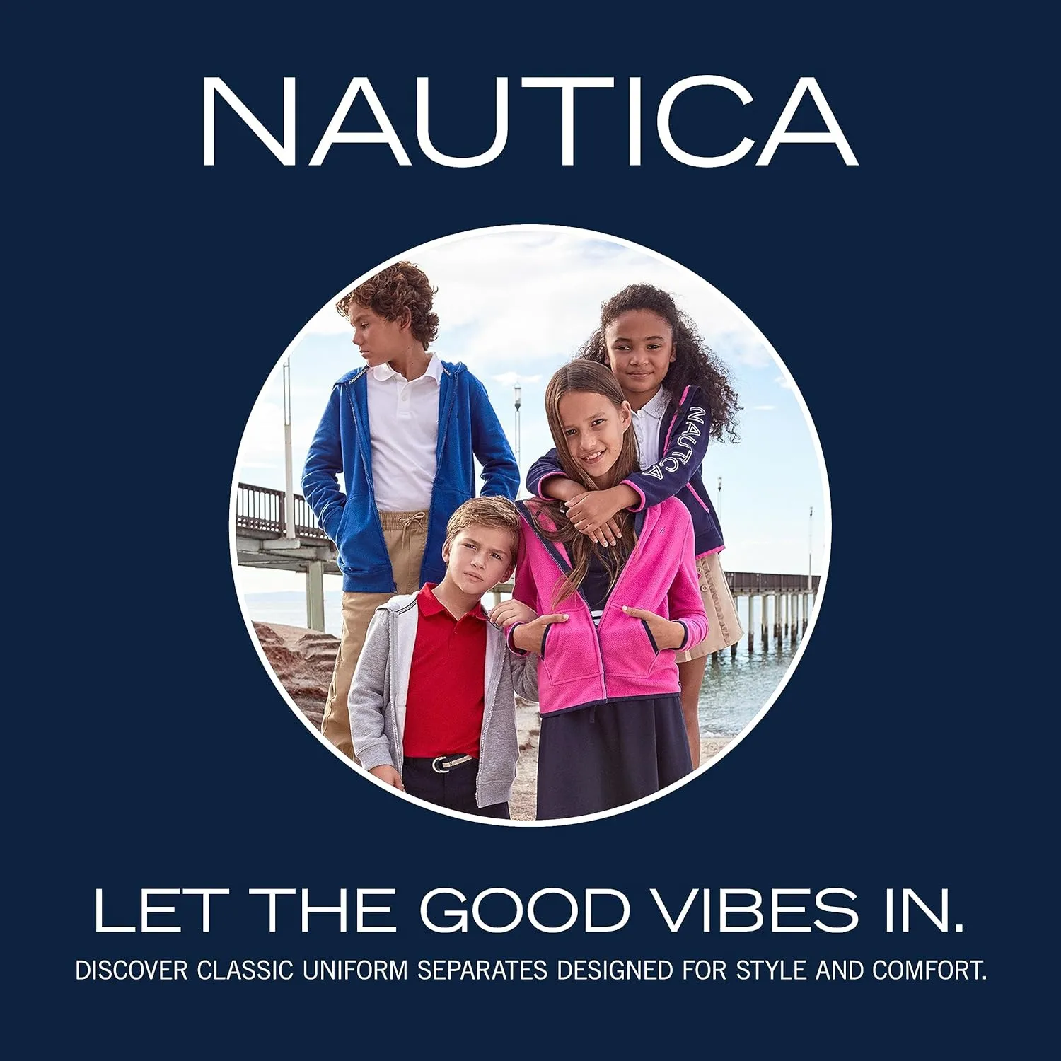 Nautica Boys' Flat Front Stretch Twill Chino Khaki Pant