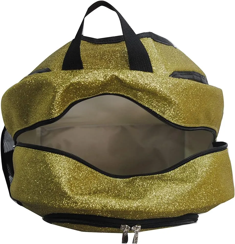 NGIL Glitter Canvas School Backpack for Cheer and Dance Teams, Sports Sparkle Backpack for Girls (Glitter-gold)