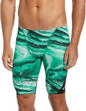 Nike Men's Hydrastrong Crystal Wave Print Jammer Swimsuit-Court Green (Size 36)