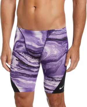 Nike Men's Hydrastrong Crystal Wave Print Jammer Swimsuit-Court Purple (Size 30)