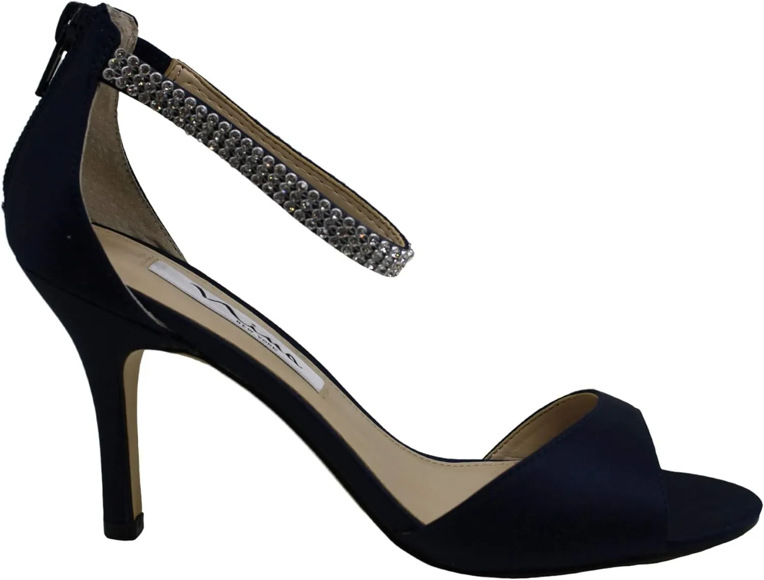 NINA Womens Volanda Rhinestone Ankle Strap Evening Dress Sandals High Heel 3" & Up - Blue