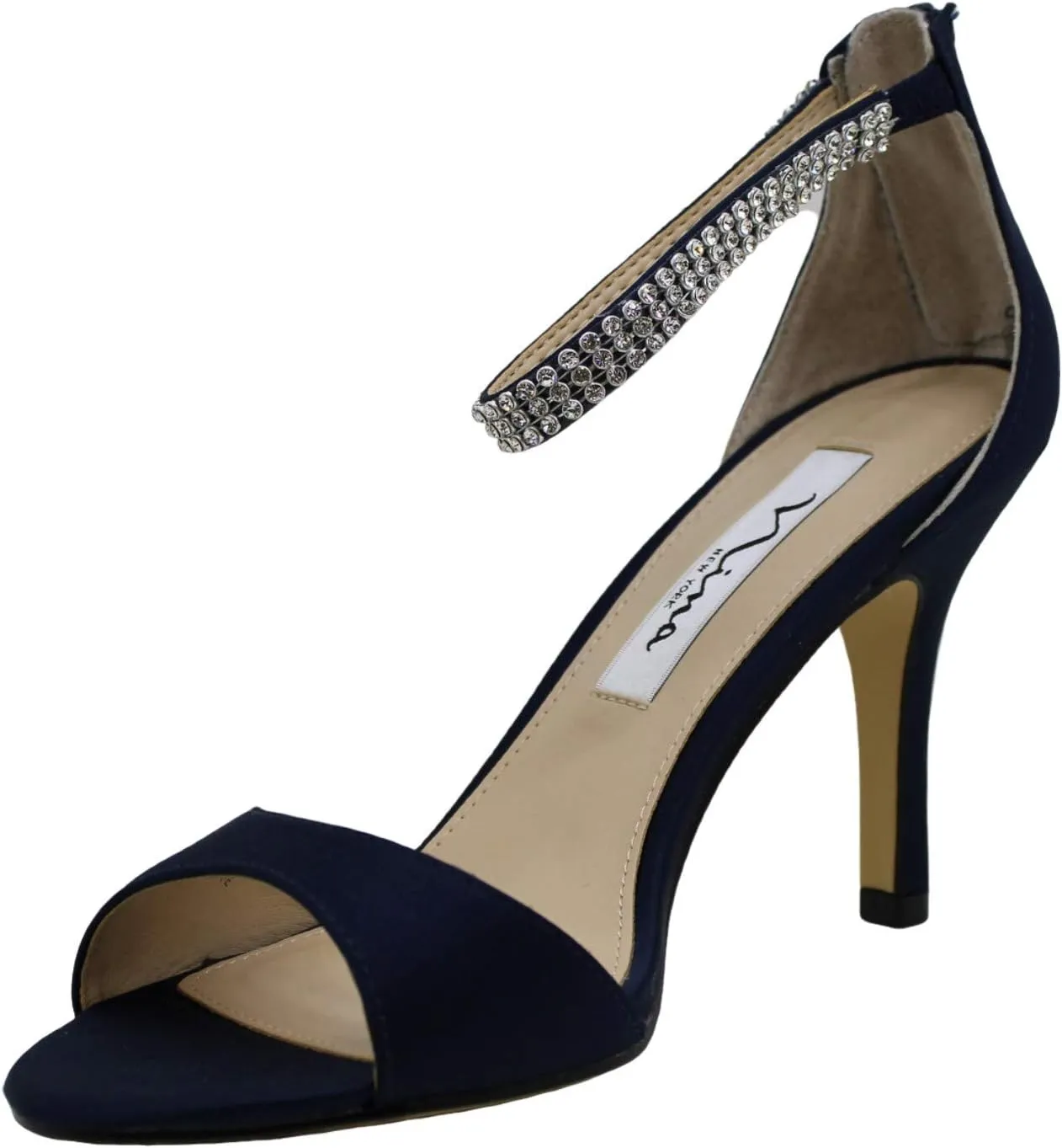 NINA Womens Volanda Rhinestone Ankle Strap Evening Dress Sandals High Heel 3" & Up - Blue