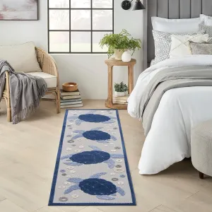 Nourison Aloha Indoor/Outdoor Navy Blue 2'3" x 8' Area Rug, Easy Cleaning, Non Shedding, Bed Room, Living Room, Dining Room, Backyard, Deck, Patio, High-Traffic Areas (2x8)
