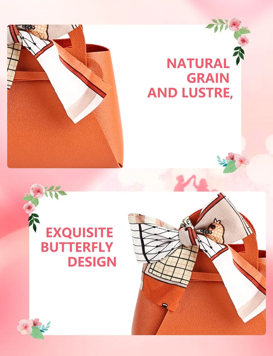 NOWDER 12 Pack Leather Wedding Candy Gift Bags with Handle Reusable Party Favor Boxes for Baby Showers Birthday Christmas Halloween Easter (Orange)