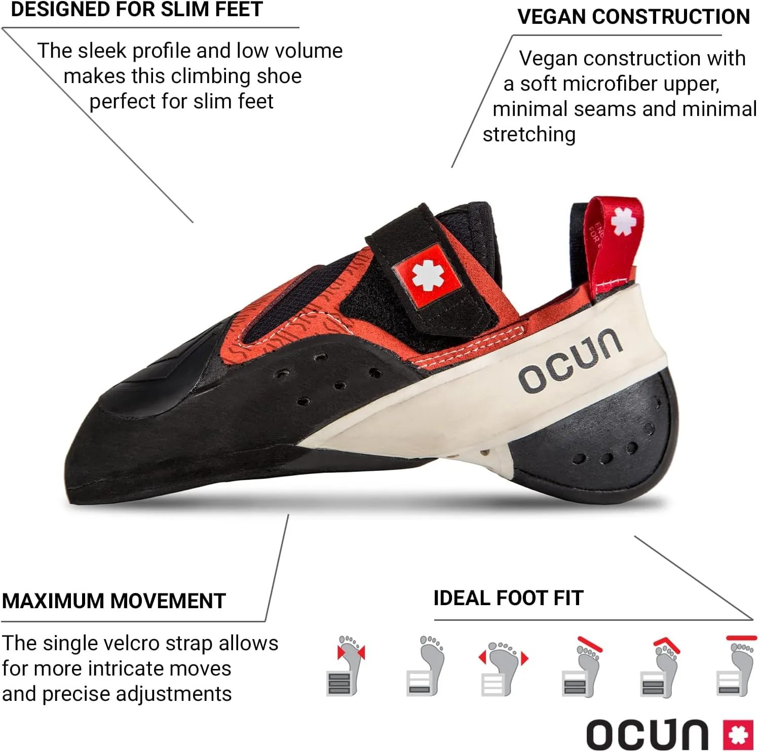 Ocun Iris Rock Climbing & Bouldering Shoe for Narrow Feet for Indoor & Outdoor Climbs