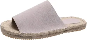 oiangi Espadrille Sandals for Women Flats Summer Casual Open Toe Slip On Slipper Lightweight Comfortable Handmade Sandals Outdoor Non-Slip Ladies Shoes