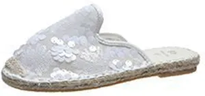 oiangi Sparkly Glitter Sandals for Women Casual Summer Closed Toe Slip-on Espadrille Flat Slipper Elegant Comfortable Home Outdoor Shoes Flip Flops