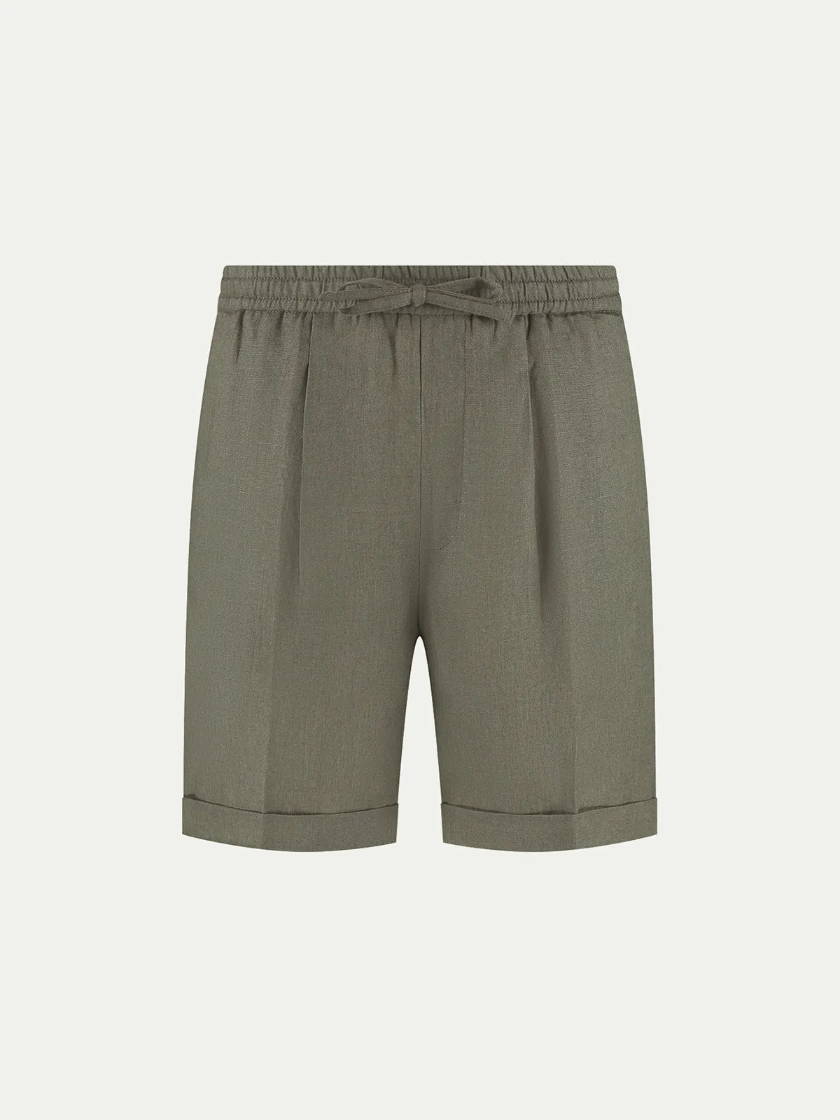 Olive Linen Seaside Shorts