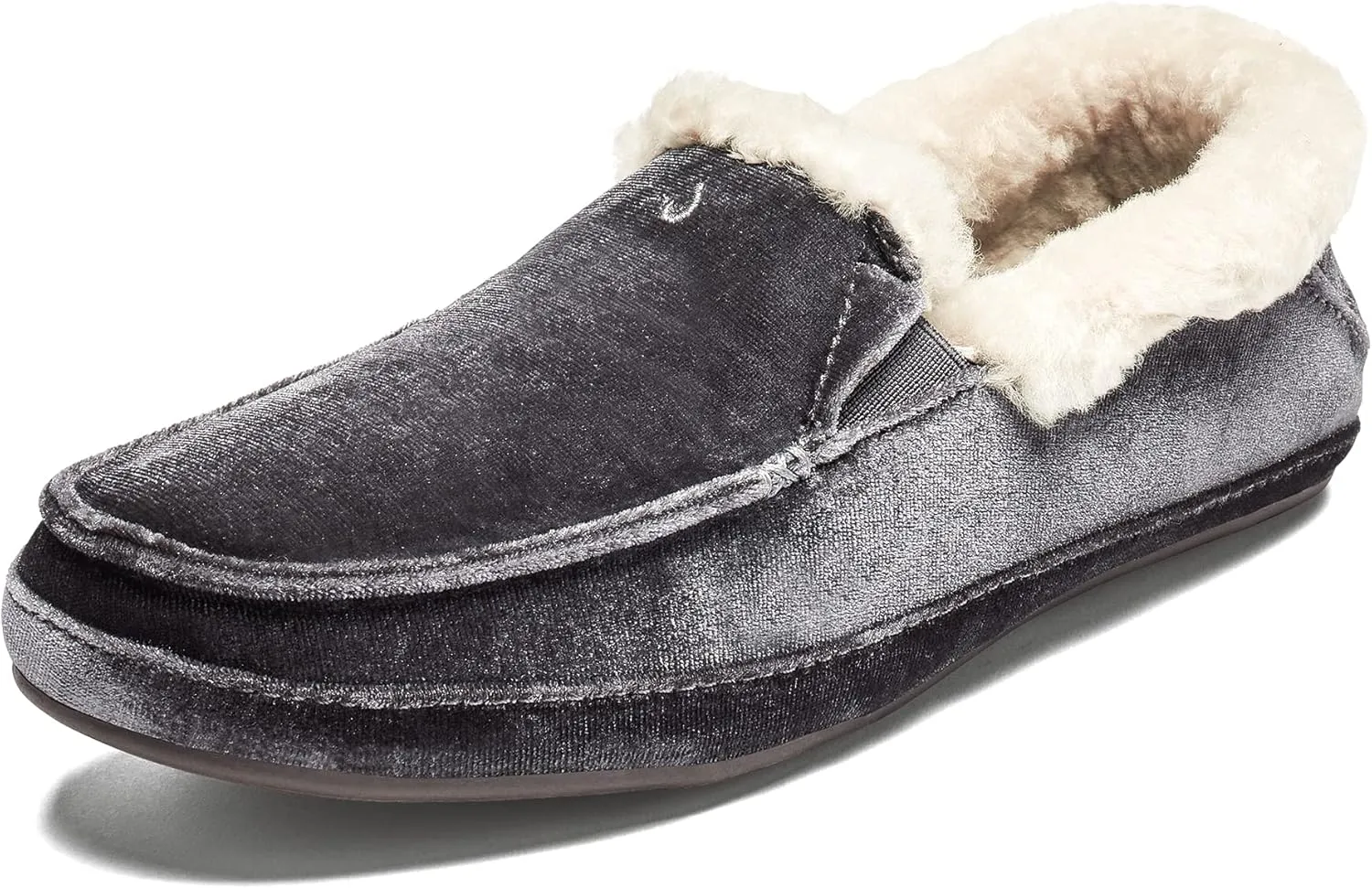 OLUKAI Ku'una Lanui Women's Slipper, Soft Velvet & Dual-Density PU Footbed for All-Day Comfort, Breathable & Supportive Drop-In-Heel, Cute & Casual Slip-On Design