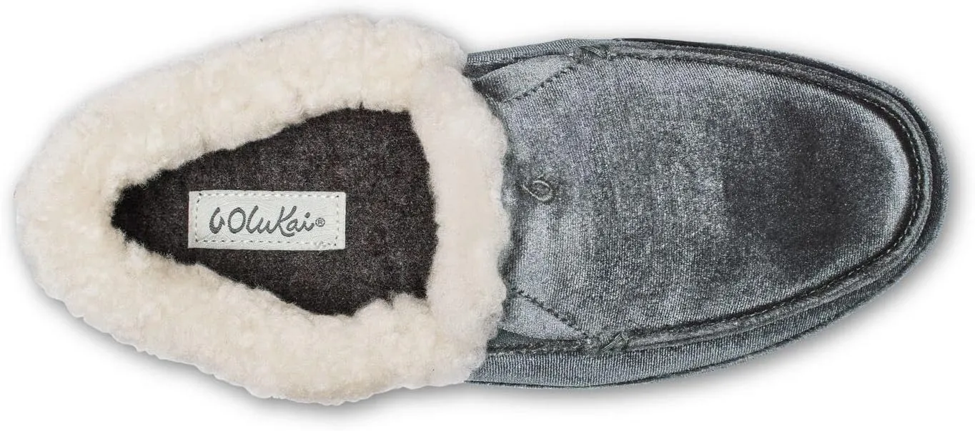 OLUKAI Ku'una Lanui Women's Slipper, Soft Velvet & Dual-Density PU Footbed for All-Day Comfort, Breathable & Supportive Drop-In-Heel, Cute & Casual Slip-On Design