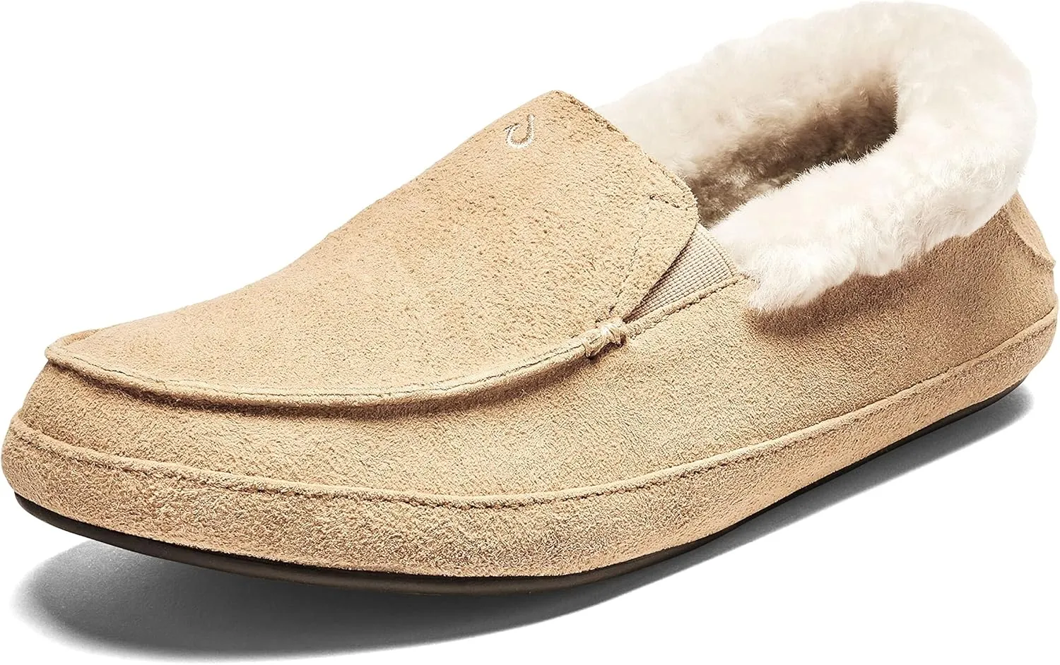 OLUKAI Ku'una Slipper, Women's Slip-On Shoes, Genuine Shearling & Premium Nubuck Leather, Drop-in Heel Design, Cozy & Ultra-Soft Comfort Fit