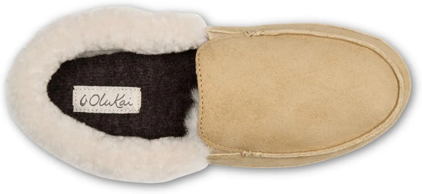 OLUKAI Ku'una Slipper, Women's Slip-On Shoes, Genuine Shearling & Premium Nubuck Leather, Drop-in Heel Design, Cozy & Ultra-Soft Comfort Fit
