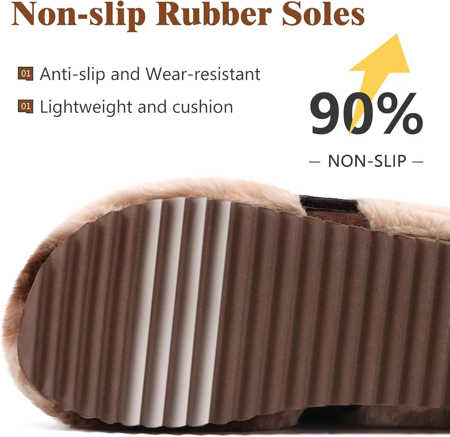 ONCAI Women's Slippers, Plush Faux Fur Soft Cushion Comfortable Memory Foam Slip On House Slippers with Hard Rubber Soles Indoor/Outdoor Winter Warm Fashion, US Size 6-11