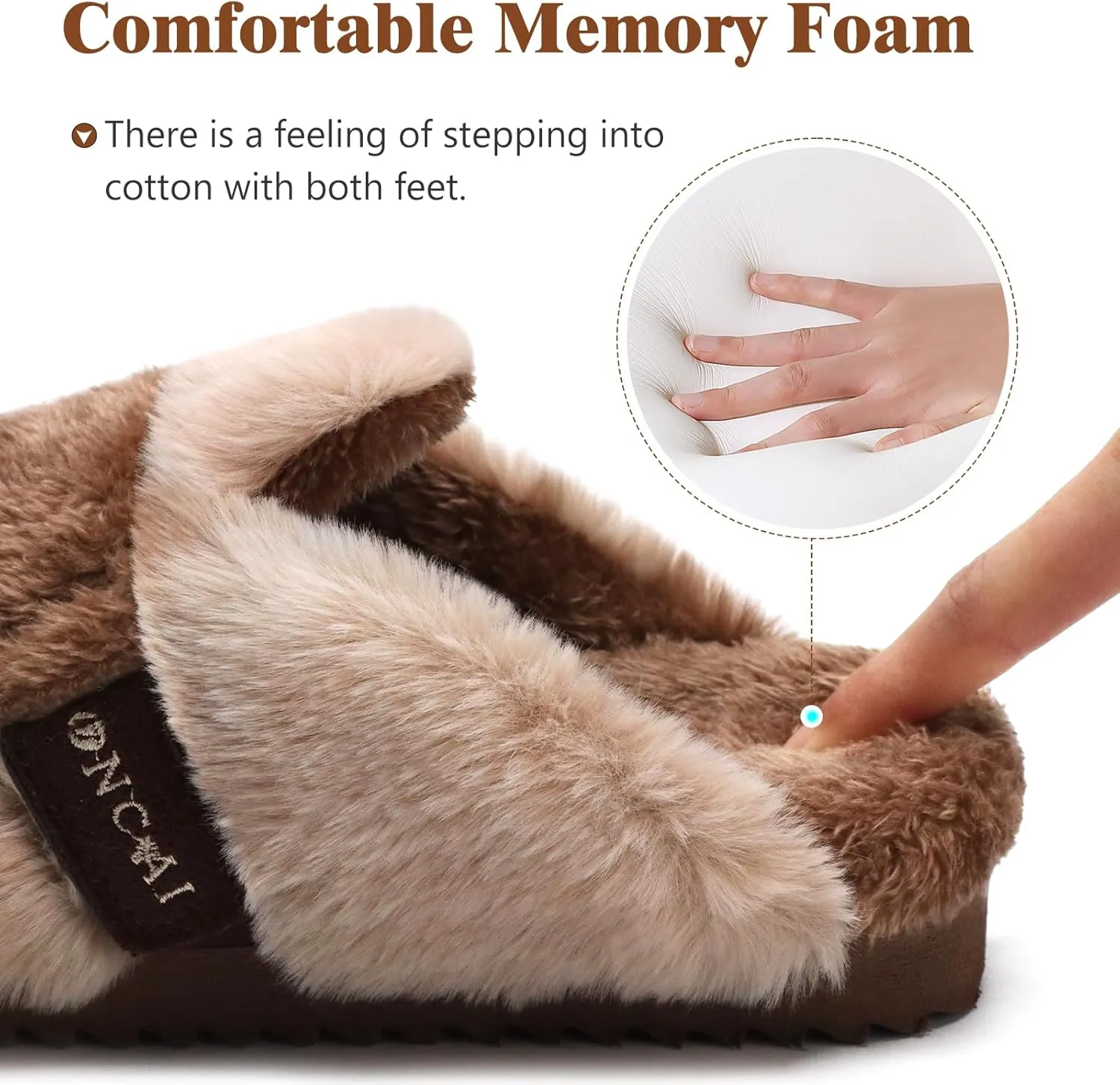 ONCAI Women's Slippers, Plush Faux Fur Soft Cushion Comfortable Memory Foam Slip On House Slippers with Hard Rubber Soles Indoor/Outdoor Winter Warm Fashion, US Size 6-11