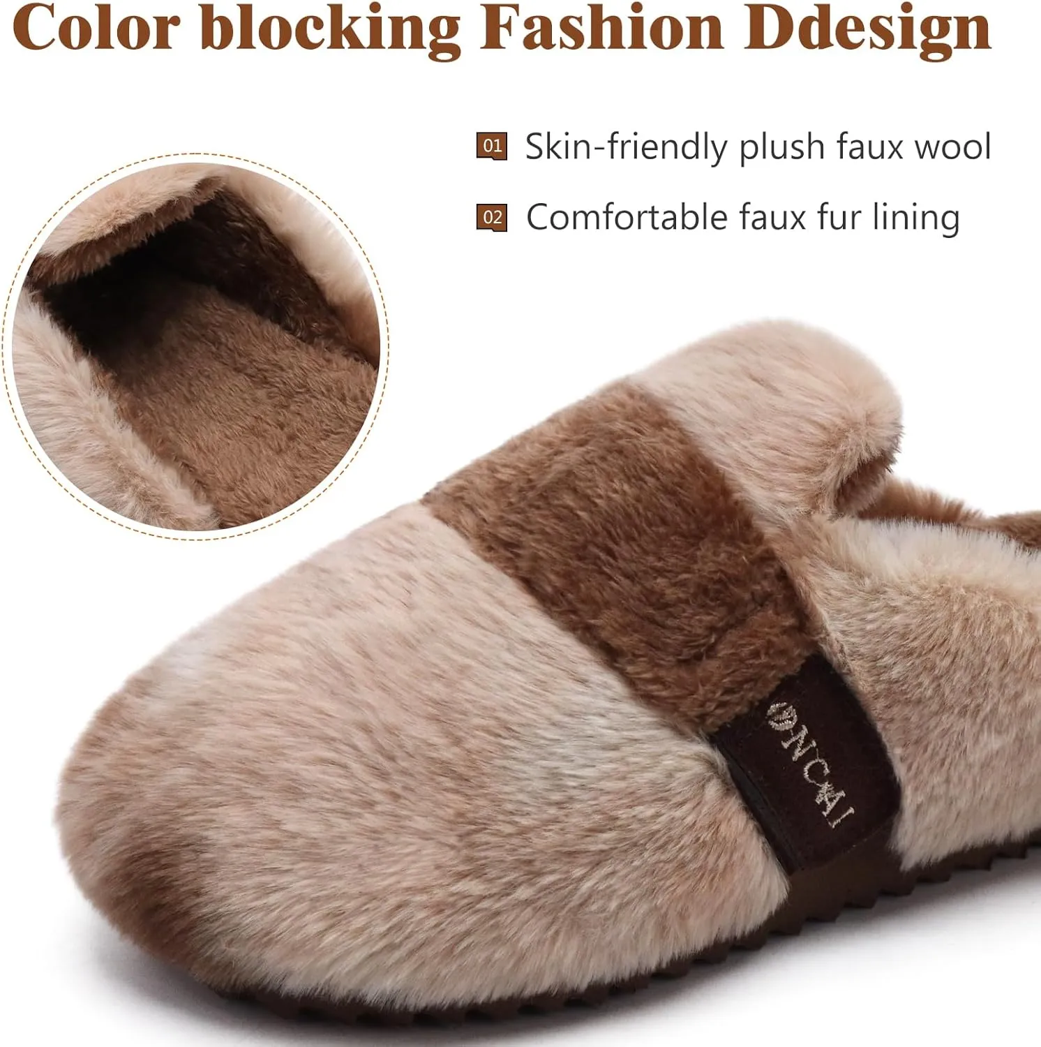 ONCAI Women's Slippers, Plush Faux Fur Soft Cushion Comfortable Memory Foam Slip On House Slippers with Hard Rubber Soles Indoor/Outdoor Winter Warm Fashion, US Size 6-11