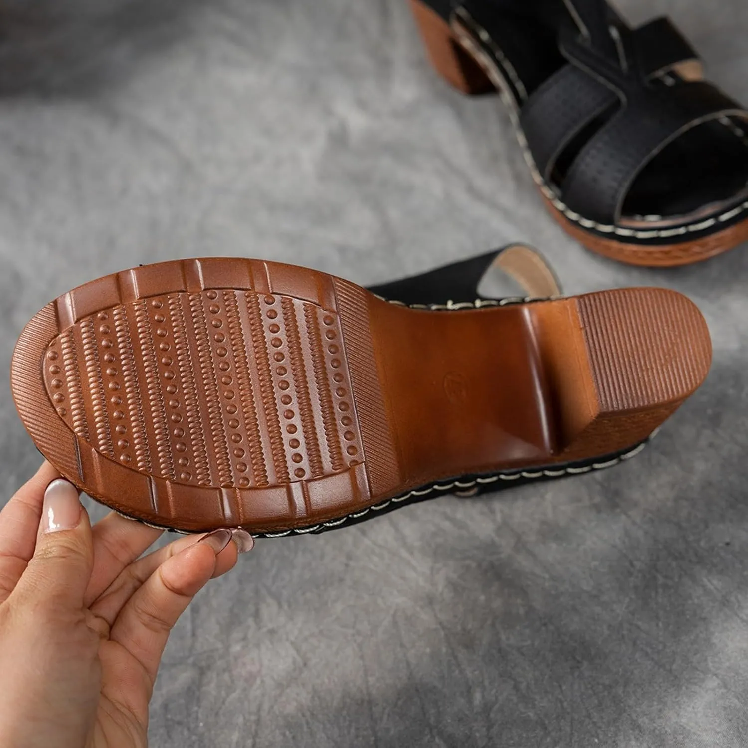 Orthopedic Sandals Women Wedge Shoes Comfortable Womens Sandal Dressy Summer Flip Flops Fashion Walking Wedges with Adjustable Ankle Buckle