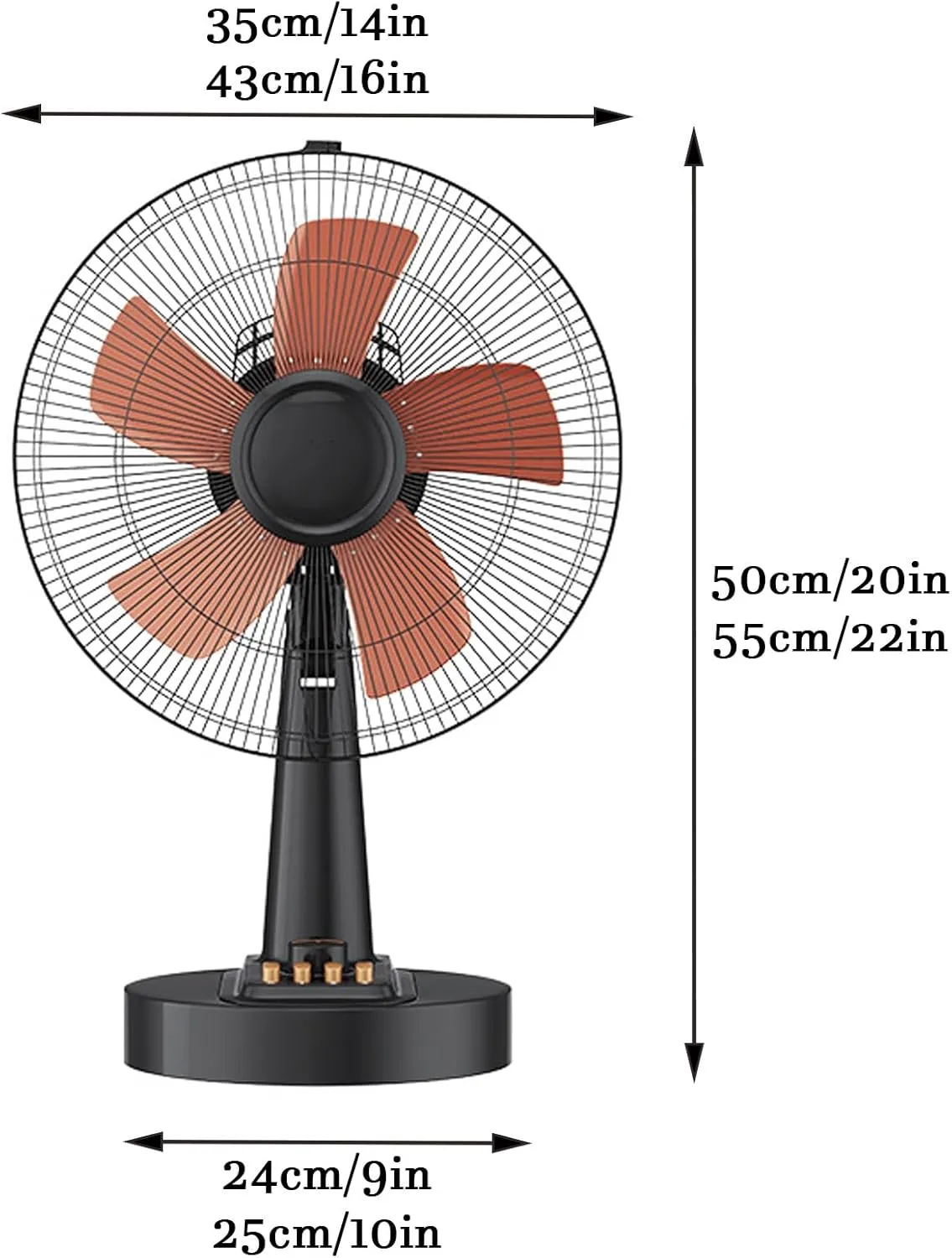 Oscillating Table Fan, Convenient Push Button Controls, Quiet, 14/16 Inch, 3 Speed, Desk Fan, Airflow Ideal For Home, Bedroom, Dorm & Office(35cm/14in)