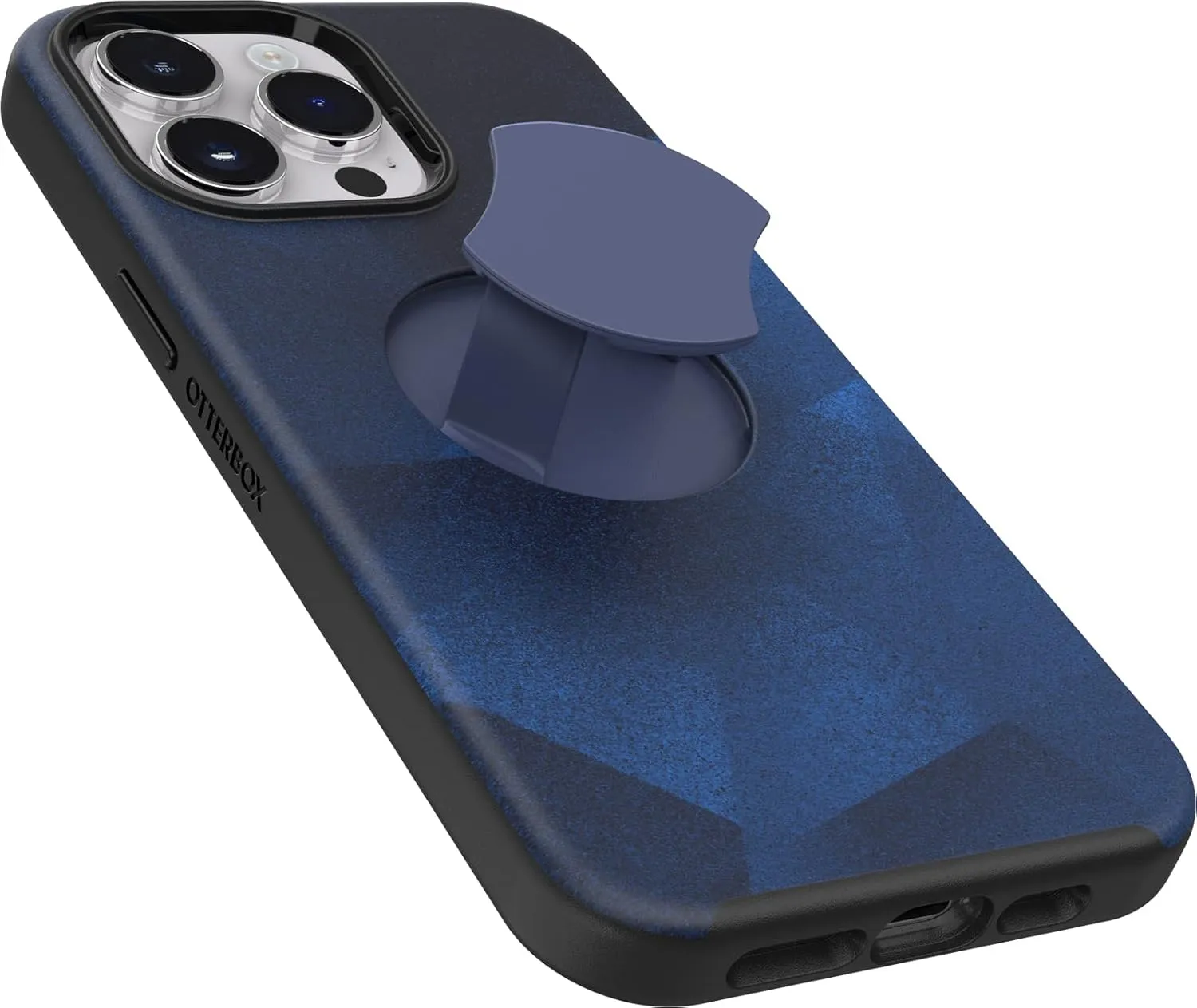 OtterBox iPhone 14 Pro Max OtterGrip Symmetry Series Case - BLUE STORM (Blue), built-in grip, sleek case, snaps to MagSafe, raised edges protect camera & screen