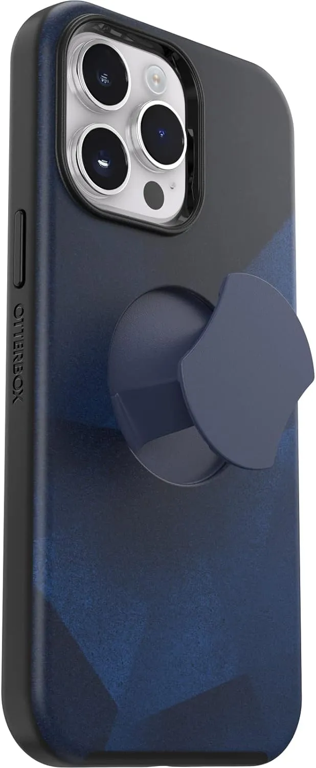 OtterBox iPhone 14 Pro Max OtterGrip Symmetry Series Case - BLUE STORM (Blue), built-in grip, sleek case, snaps to MagSafe, raised edges protect camera & screen