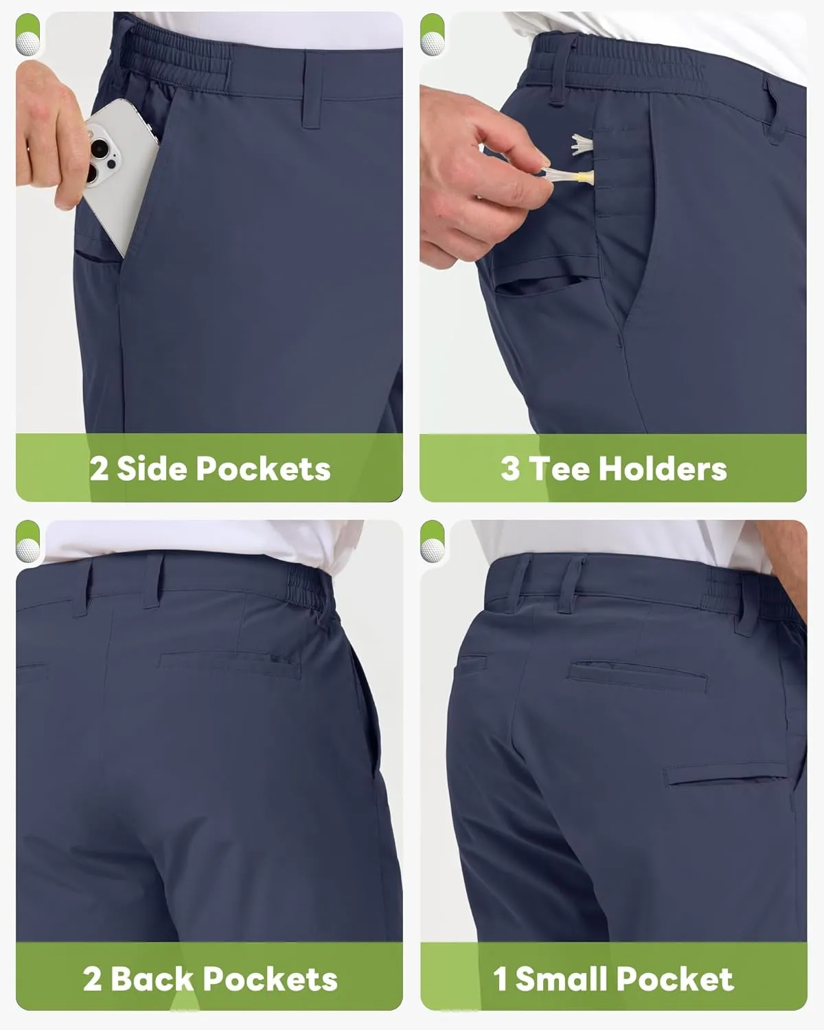 Outdoor Ventures Mens Golf Shorts 9 Inch Inseam Dry Fit Stretch UPF 50  Lightweight Quick Dry Flat Front with Pockets
