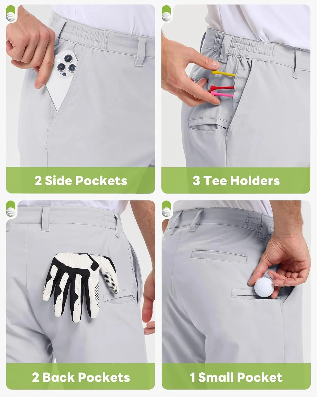 Outdoor Ventures Mens Golf Shorts 9 Inch Inseam Dry Fit Stretch UPF 50  Lightweight Quick Dry Flat Front with Pockets