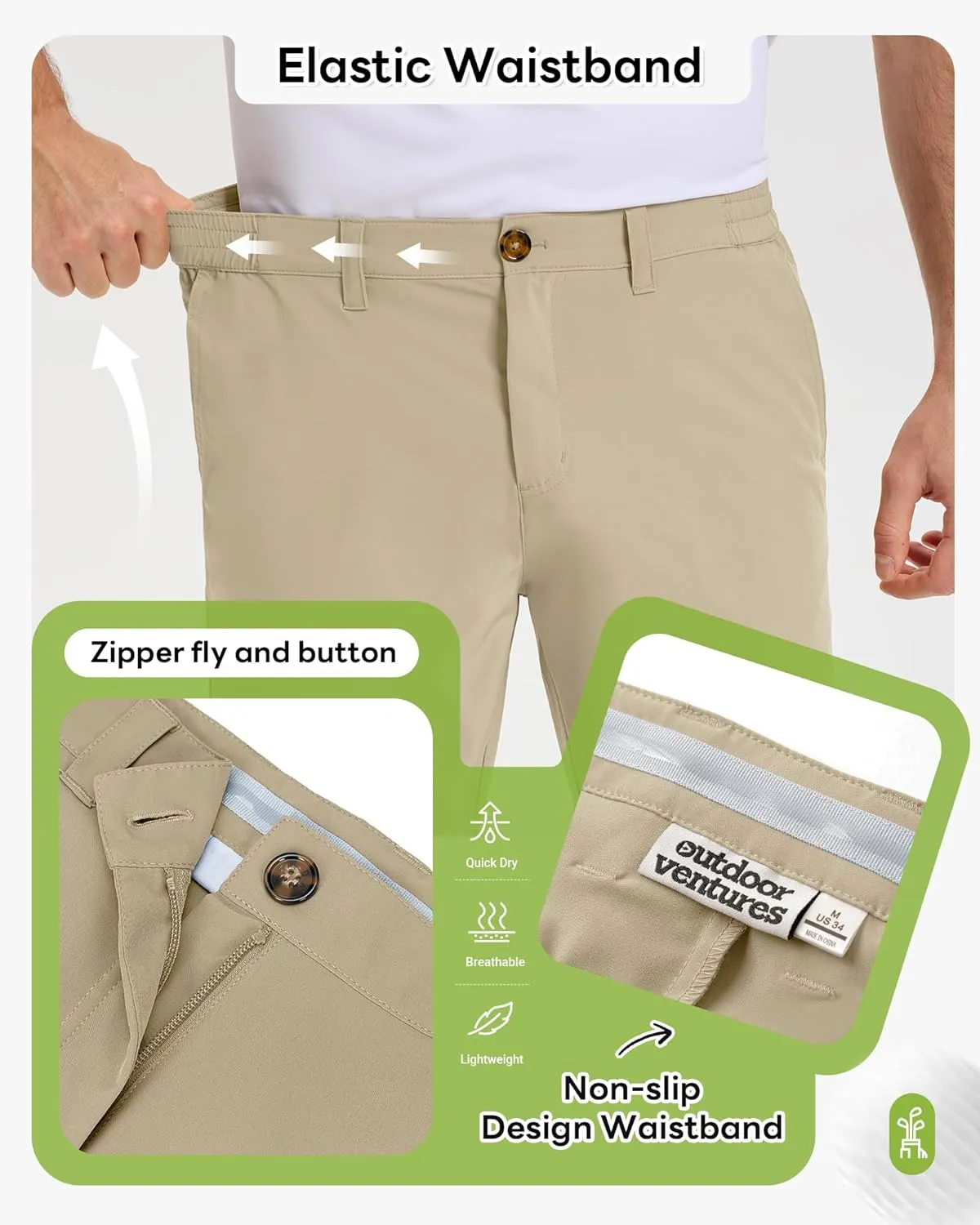 Outdoor Ventures Mens Golf Shorts 9 Inch Inseam Dry Fit Stretch UPF 50  Lightweight Quick Dry Flat Front with Pockets