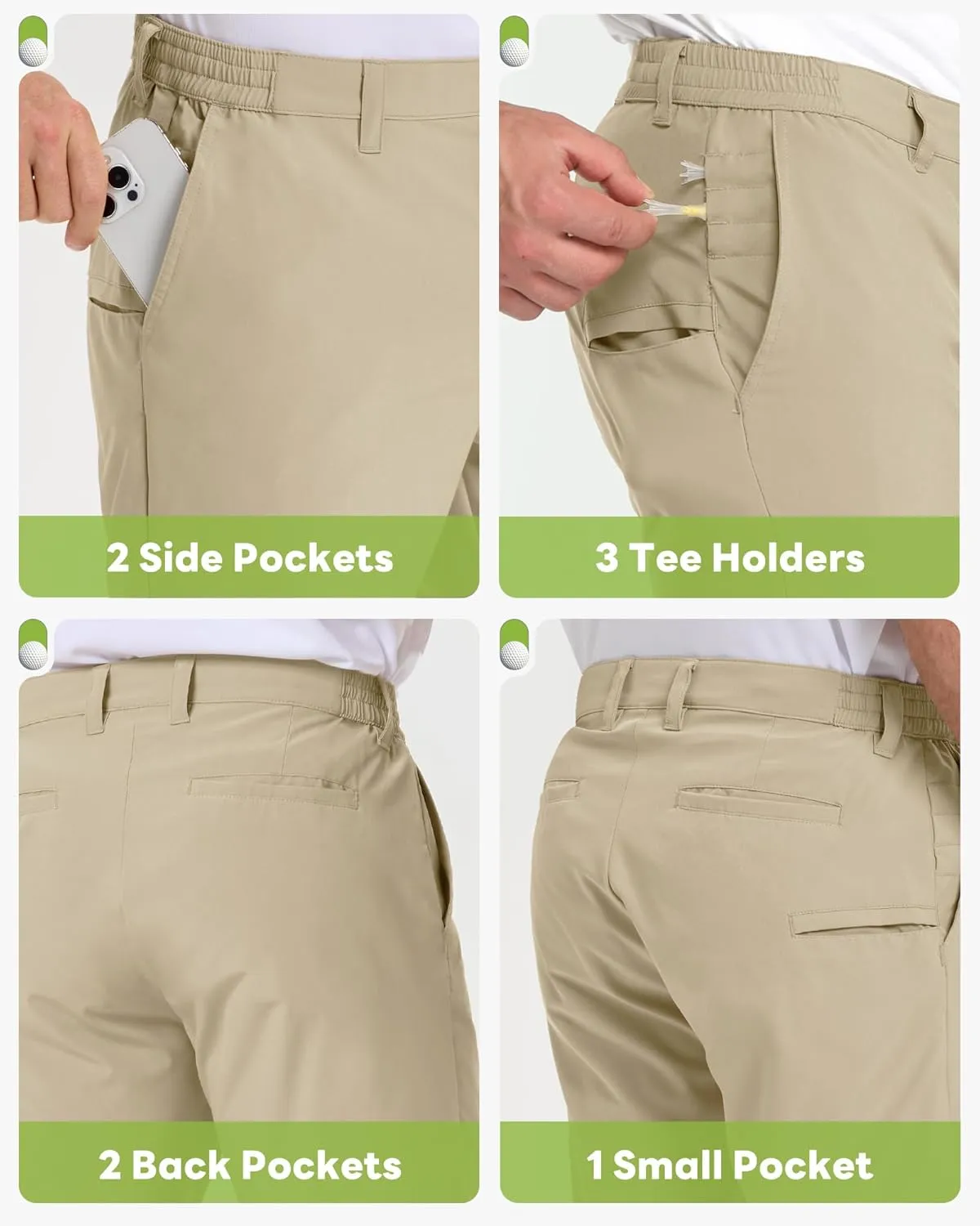 Outdoor Ventures Mens Golf Shorts 9 Inch Inseam Dry Fit Stretch UPF 50  Lightweight Quick Dry Flat Front with Pockets