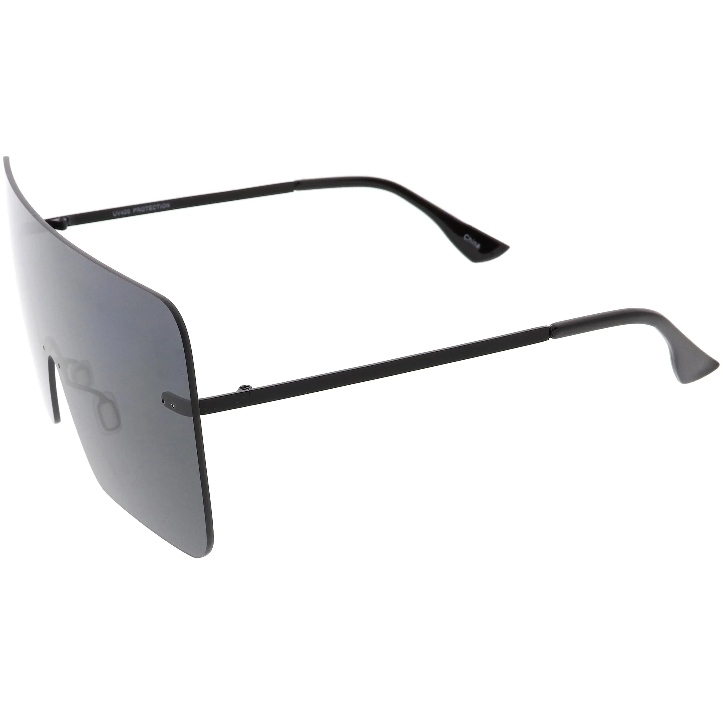 Oversize Futuristic Rimless Flat Shield Lens Sunglasses C982