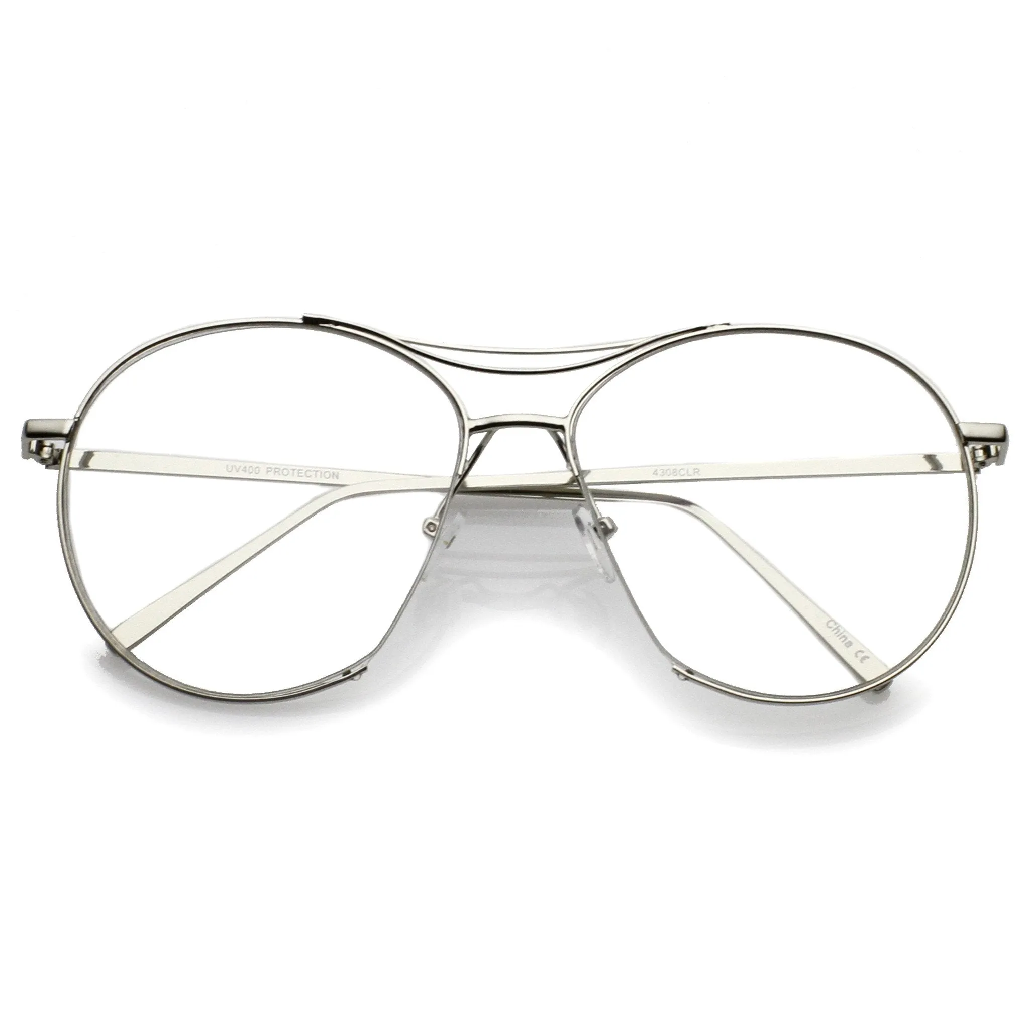 Oversize Retro Modern Clear Lens Aviator Glasses C132