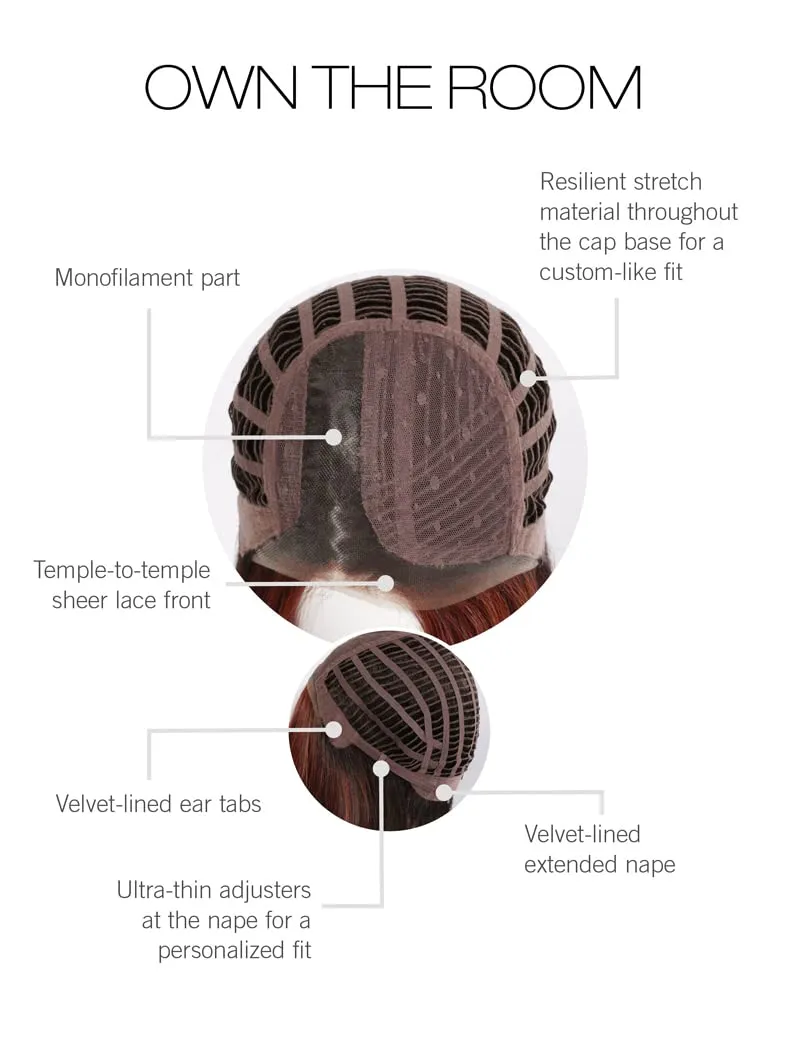 OWN THE ROOM Long Layered Mid-Length Wig, Easy to Care For Designer Series by Hairuwear, Average Cap Size, GF11-25SS Honey Pecan
