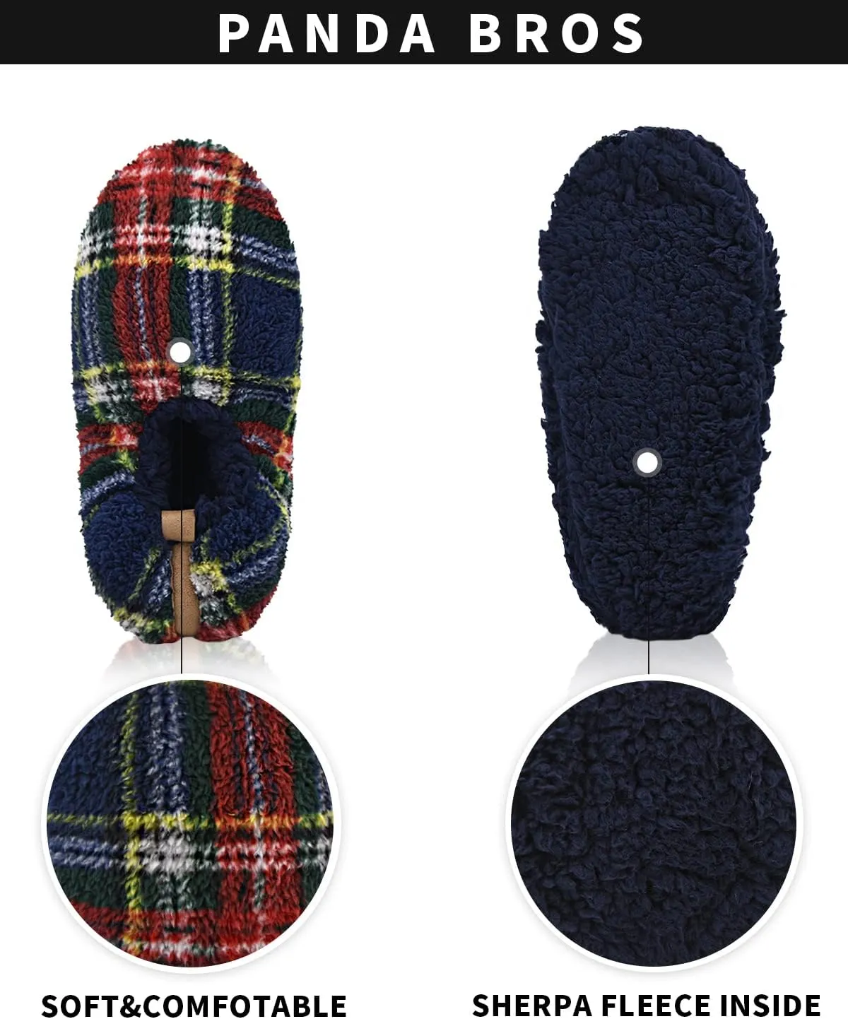 Panda Bros Mens Slipper Socks Low Cut Super Soft Warm Home Sock with Non-Slip Indoor Slipper Shoes Socks