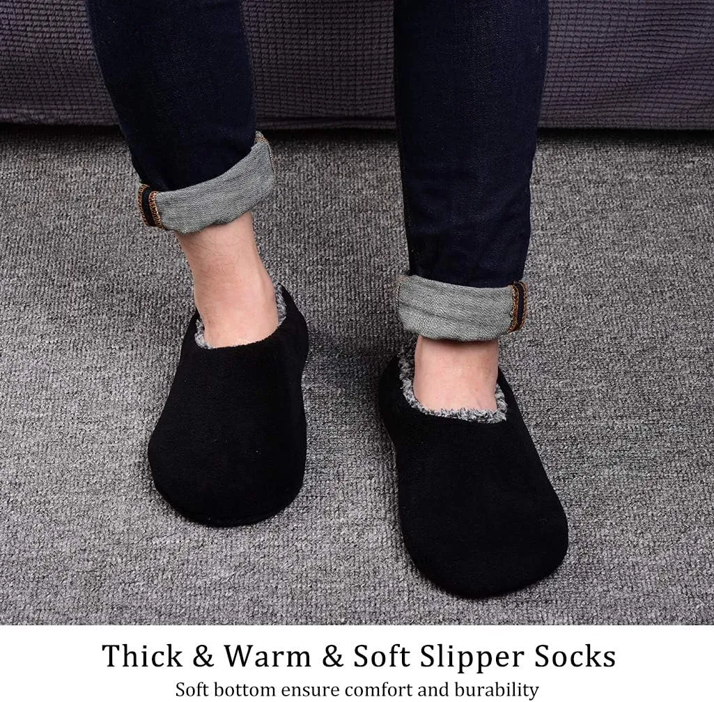 Panda Bros Mens Slipper Socks Low Cut Super Soft Warm Home Sock with Non-Slip Indoor Slipper Shoes Socks