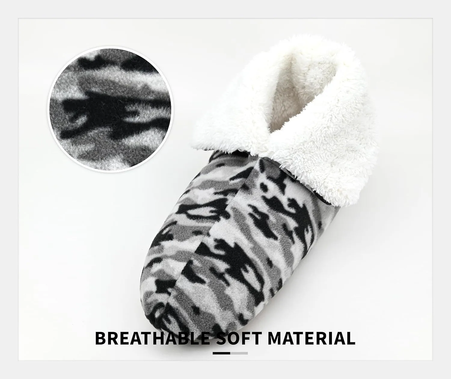 Panda Bros Men's Slipper Socks, Winter Non-Skid Warm Slipper Booties, Cozy Soft Indoor Socks with Fluffy Sherpa Lined
