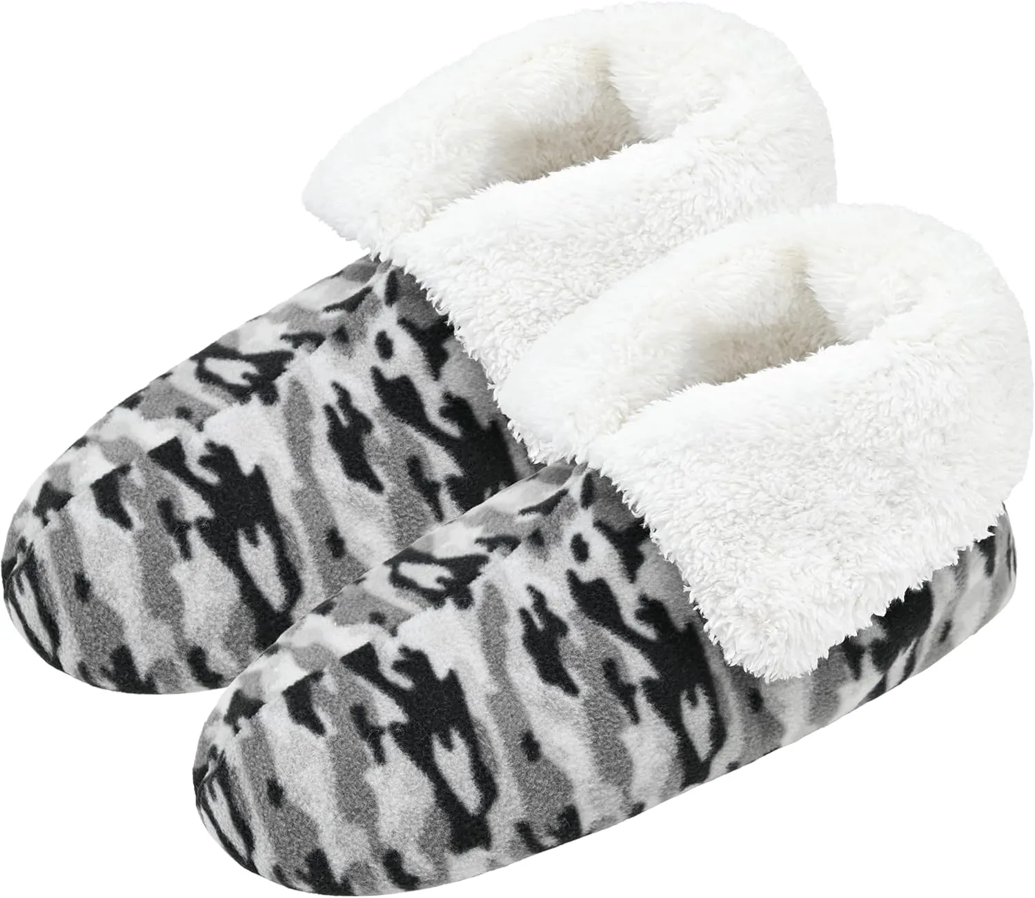 Panda Bros Men's Slipper Socks, Winter Non-Skid Warm Slipper Booties, Cozy Soft Indoor Socks with Fluffy Sherpa Lined