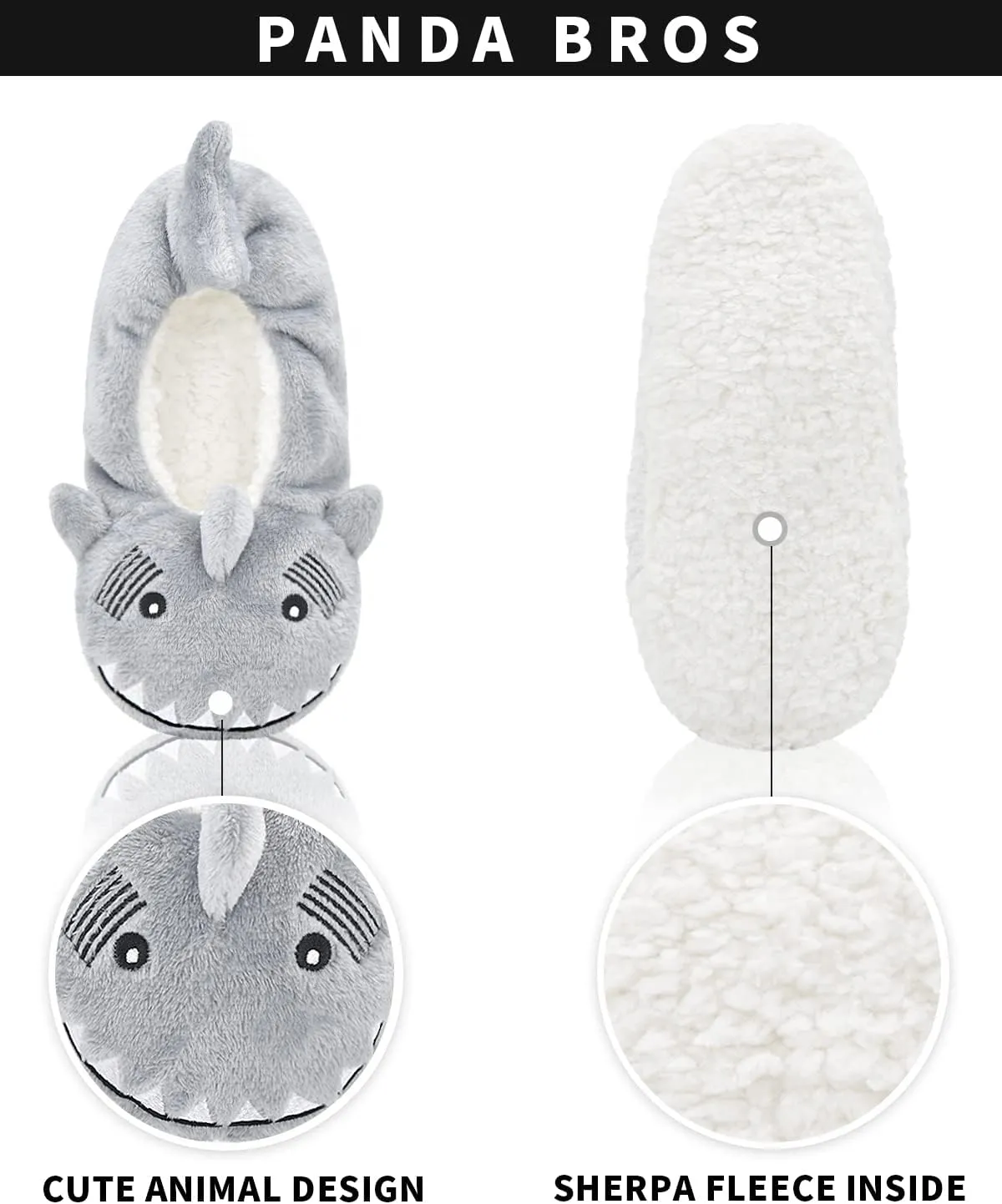 Panda Bros Slipper Socks for Men, Mens Slipper Socks with Non Skid Bottoms, Cozy Animal House Slippers