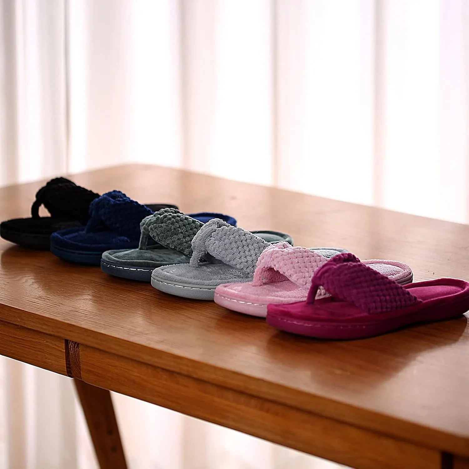 Parlovable Women's Flip Flop Slippers Memory Foam Slip on Thong Slipper, Breathable Cozy Open Toe House Shoes, Anti-Skid Rubber Sole Sandal Indoor Outdoor