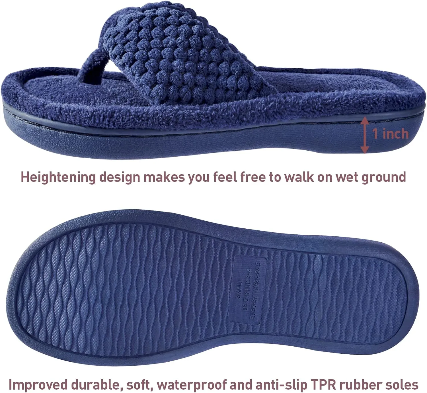Parlovable Women's Flip Flop Slippers Memory Foam Slip on Thong Slipper, Breathable Cozy Open Toe House Shoes, Anti-Skid Rubber Sole Sandal Indoor Outdoor
