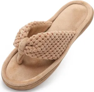 Parlovable Women's Flip Flop Slippers Memory Foam Slip on Thong Slipper, Breathable Cozy Open Toe House Shoes, Anti-Skid Rubber Sole Sandal Indoor Outdoor
