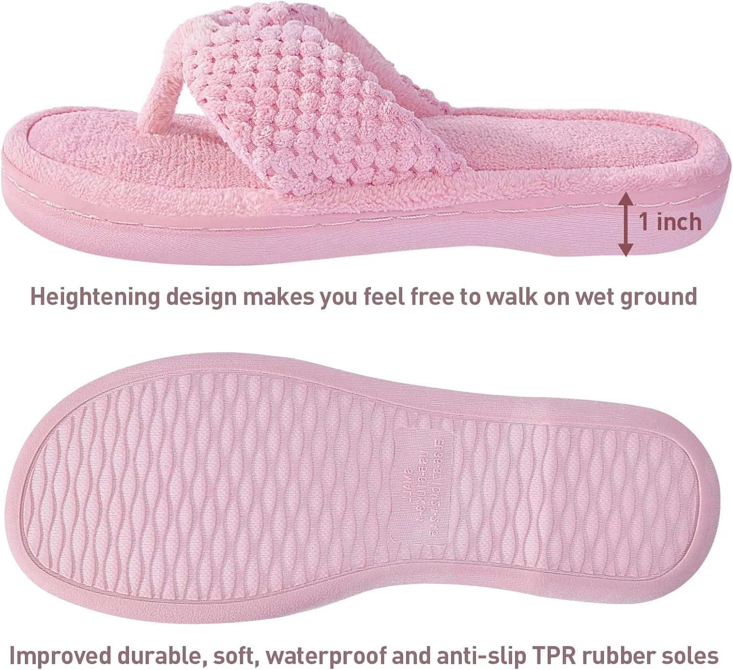 Parlovable Women's Flip Flop Slippers Memory Foam Slip on Thong Slipper, Breathable Cozy Open Toe House Shoes, Anti-Skid Rubber Sole Sandal Indoor Outdoor