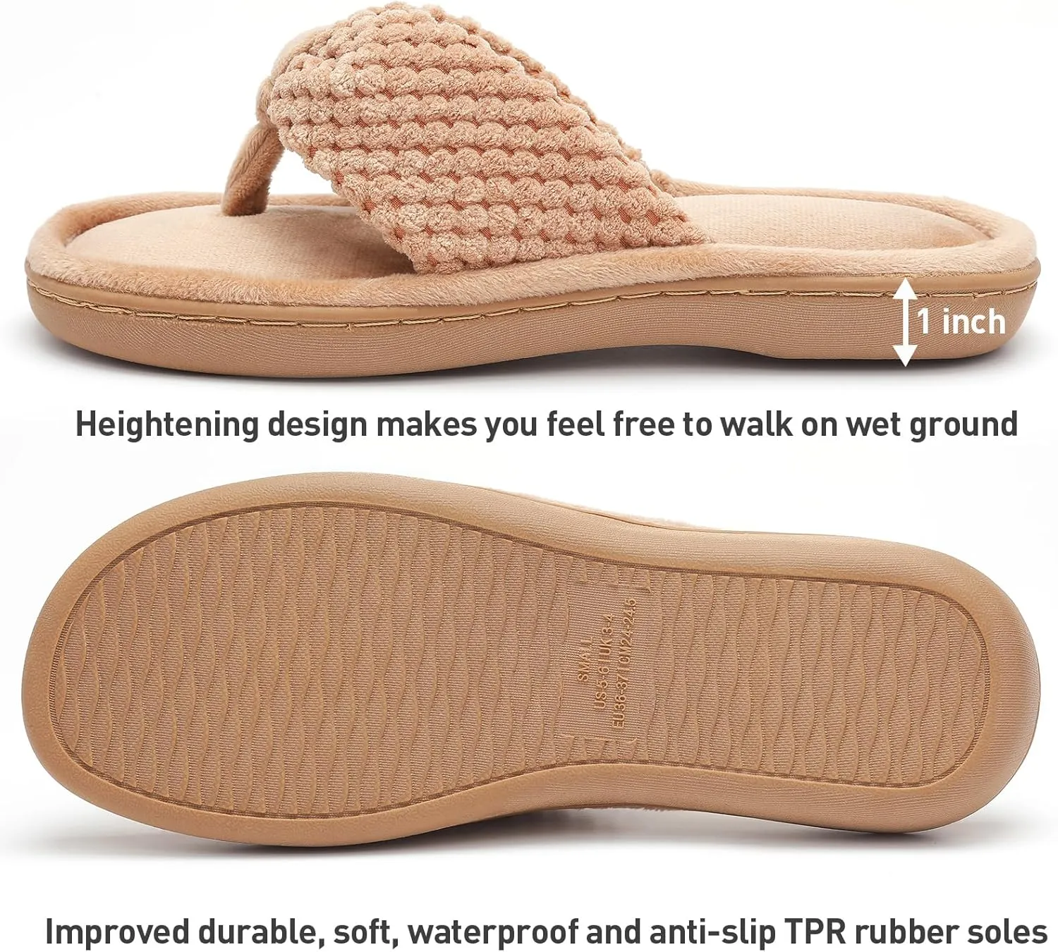 Parlovable Women's Flip Flop Slippers Memory Foam Slip on Thong Slipper, Breathable Cozy Open Toe House Shoes, Anti-Skid Rubber Sole Sandal Indoor Outdoor