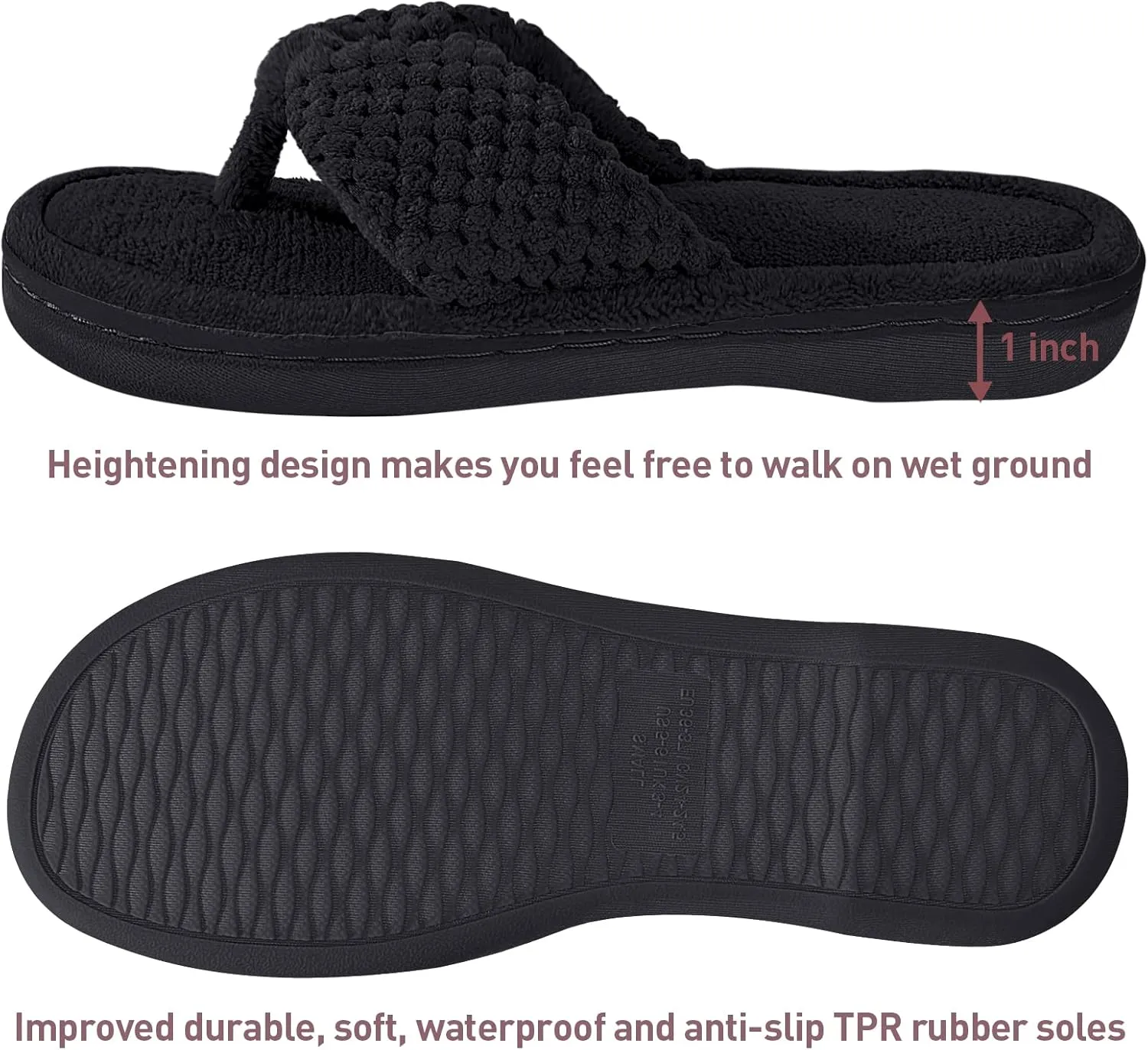 Parlovable Women's Flip Flop Slippers Memory Foam Slip on Thong Slipper, Breathable Cozy Open Toe House Shoes, Anti-Skid Rubber Sole Sandal Indoor Outdoor
